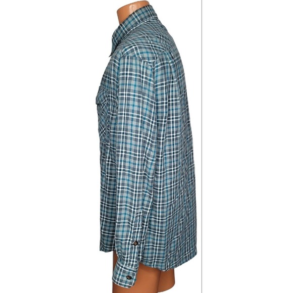 DULUTH TRADING Free Swingin' Wicking Flannel Shirt Size XL Blue - Picture 2 of 4